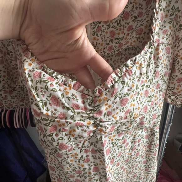 Reformation Kelby Floral Summer Dress Pink Cream Short Sleeve size small - Picture 10 of 12